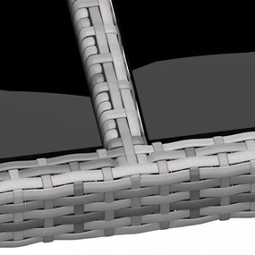 szürke edzett üveg és polyrattan kerti asztal 250 x 100 x 75 cm