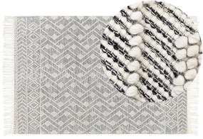 Fekete és fehér gyapjúszőnyeg 160 x 230 cm KAVAK Beliani