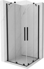 Mexen Velar Duo, zuhanykabin tolóajtóval 90(ajtó) x 90(ajtó) cm, 8mm átlátszó üveg, fekete matt profil, 871-090-090-02-70
