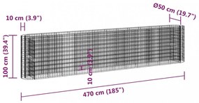 horganyzott vas gabion magaságyás 470x50x100 cm