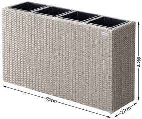 Casaria® Virágcserép - 95 x 27 x 60 cm - krém