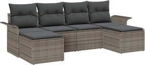 vidaXL Kerti Kanapé Szett párnával 6 pcs Szürke polirattan