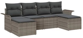 vidaXL Kerti Kanapé Szett párnával 6 pcs Szürke polirattan