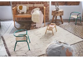 Krémszínű mosható kézi szövésű pamut gyerek szőnyeg 140x200 cm ABC – Lorena Canals