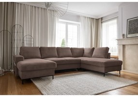 Barna kordbársony kinyitható sarokkanapé (jobb oldali) Lofty Lilly – Miuform