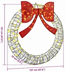 Koszorú 150 LED-del Meleg fehér 120 cm Rattan