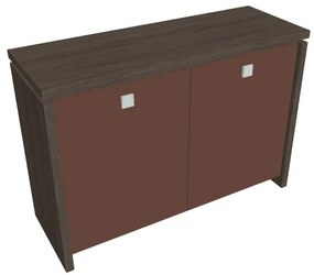 Verno alacsony szekrény 128 x 46 x 90 cm, üvegajtó, antracit tölgy / barna