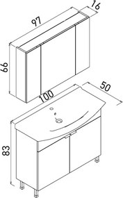 Purus mosdószekrény, 100 cm – TR785PNC1666