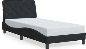 vidaXL fekete bársony ágykeret matrac nélkül 90x190 cm