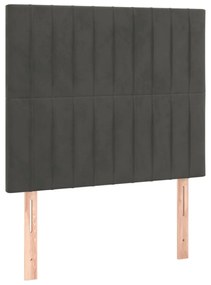 sötétszürke bársony rugós és LED-es ágy matraccal 100x200 cm