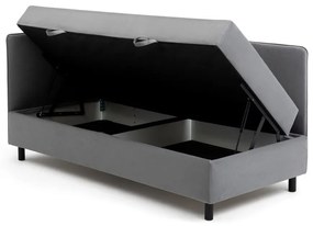 Szürke kárpitozott ágyneműtartós egyszemélyes ágy matraccal 120x200 cm Avela – Bonami Selection