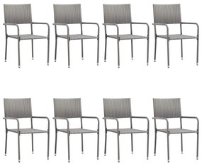 9 részes antracitszürke polyrattan kerti étkezőgarnitúra