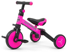Gyerek háromkerekű bicikli 3az1-ben Milly Mally Optimus pink