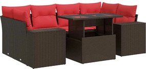 vidaXL 7 részes barna polyrattan kerti ülőgarnitúra párnákkal