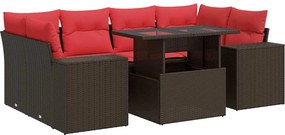 vidaXL 7 részes barna polyrattan kerti ülőgarnitúra párnákkal