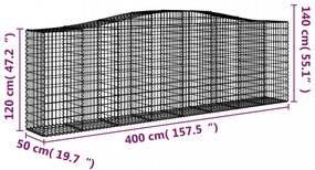 íves horganyzott vas gabion kosár 400x50x120/140 cm