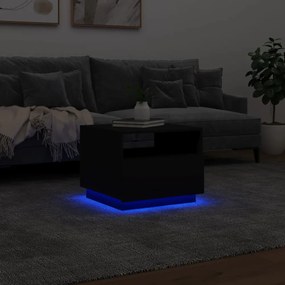 fekete dohányzóasztal LED-lámpákkal 50x49x40 cm