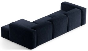 Sötétkék kordbársony sarokkanapé (jobb oldali-heverő résszel) Bergano – Cosmopolitan Design