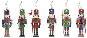 Karácsonyi diótörő mintás porcelán karácsonyfa dísz 6 db Nutcrackers