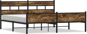 vidaXL füstös tölgy színű fém ágykeret matrac nélkül 193 x 203 cm
