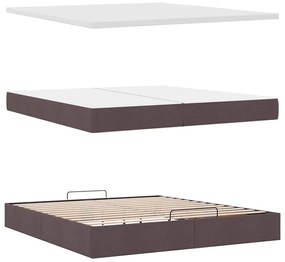 Ottomán ágykeret matraccal sötétbarna 200x200 cm szövet