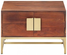 mézbarna tömör akácfa dohányzóasztal 67 x 67 x 45 cm