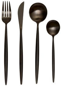 Fekete rozsdamentes acél evőeszköz készlet 16 db-os Modern retro – Premier Housewares