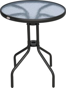 Outsunny Kertasztal ∅60xH70cm, Időjárásálló Fém Teraszasztal, Vízgyűrűs Mintával Ellátott Étkezőasztal, Kültéri Kempingasztal, Kerek Terasz Asztal Ker