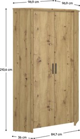 Sarokszekrény 2D, artisan tölgy, AIRON