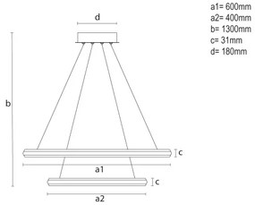LED dimmelhető csillár kábellel LED/90W/230V 3000-6500K átm. 60 cm + távirányító