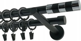 Dupla függönykarnis Fém 19+19mm Henger Black&amp;chrom 140cm