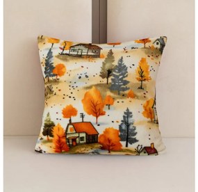 Mikroplüss párnahuzat AUTUMN VILLAGE 45x45 cm, színes