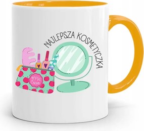 Sárga Bögre Kozmetikusnak A Legjobb Kozmetikai Táska fényképes nyomtatással