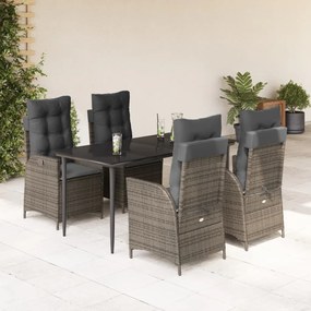 5 részes szürke polyrattan kerti étkezőgarnitúra párnával