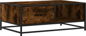 vidaXL füstös tölgy szerelt fa és fém dohányzóasztal 90 x 57 x 35 cm