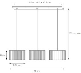 Lucide 03429/03/30 - Csillár zsinóron MAGIUS 3xE27/40W/230V bambusz