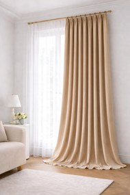 Velvet Premium Függöny 155 x Az Ön Mérete Szalagon Bézs