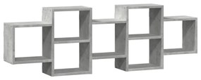 betonszürke szerelt fa fali polc 129 x 18 x 42 cm