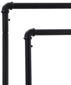 Két ágú gurulós ruhatartó állvány, fekete