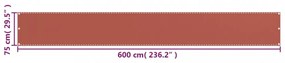 terrakotta HDPE erkélytakaró 75 x 600 cm