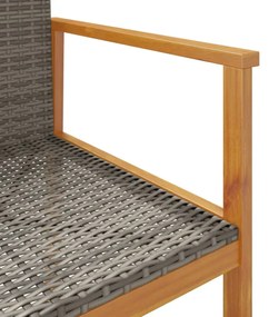 2 db szürke polyrattan és tömör fa kerti szék