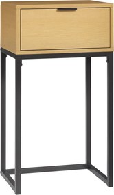 HOMCOM Modern Szekrényasztal Fiókkal és Acél Lábakkal 40x30x76 cm Természetes | Aosom