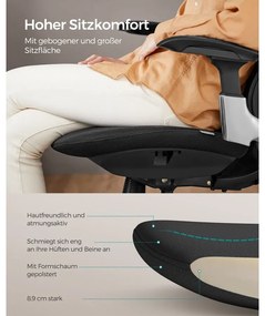 Ergonomikus, állítható, dönthető irodai szék, fekete