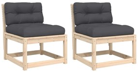 2 db tömör fenyőfa kerti kanapé párnával