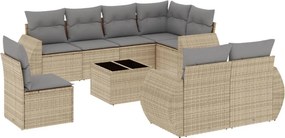 vidaXL 9 részes bézs polyrattan kerti ülőgarnitúra párnákkal
