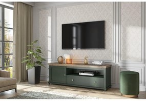 TV asztal/szekrény Elvina Typ 40 (sötétzöld + lefkas tölgy). 1022383