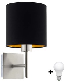 Eglo Eglo - LED Fali lámpa TUNJA 1xE27/60W/230V matt króm/fekete EG32507E