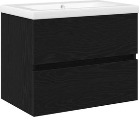 vidaXL Fürdőszobai mosdószekrény Fekete tölgy 80 x 39 x 62 cm Faanyag