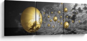 Okker gömbök képe (órával) (90x30 cm)