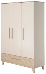 Krémszínű-natúr színű gyerek ruhásszekrény tölgyfa dekorral 118x190x52 cm Sidney – Roba